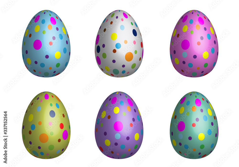 Mix Easter eggs for Easter holidays pattern in colorful and 3D design isoleted in white background Mix Easter eggs for Easter holidays pattern in colorful and 3D design isoleted in white background
