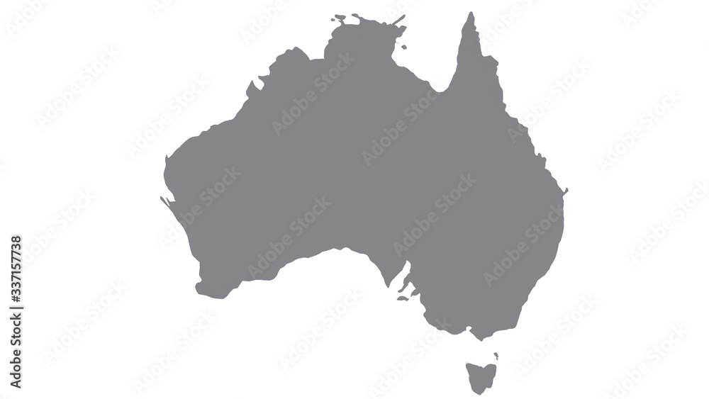 Australia map with gray tone on  white background,illustration,textured , Symbols of Australia