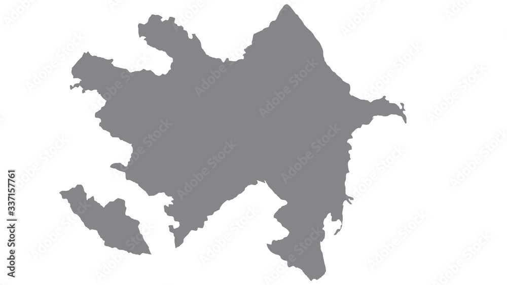 Azerbaijan map with gray tone on  white background,illustration,textured , Symbols of Azerbaijan