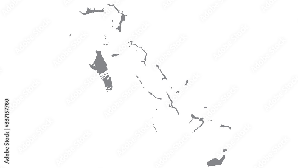 Bahamas map with gray tone on  white background,illustration,textured , Symbols of Bahamas