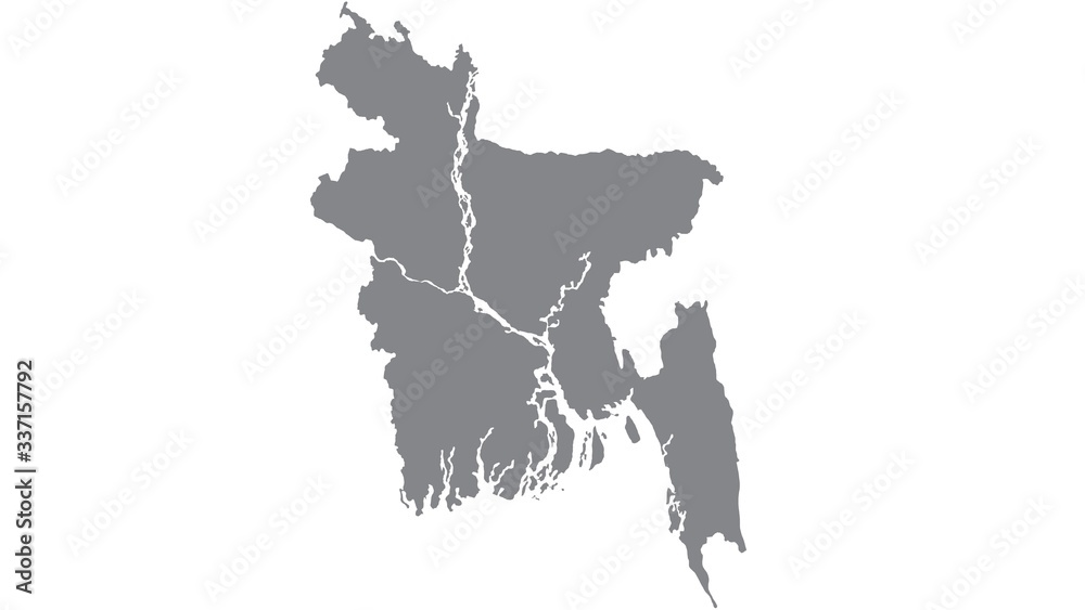 Bangladesh  map with gray tone on  white background,illustration,textured , Symbols of Bangladesh