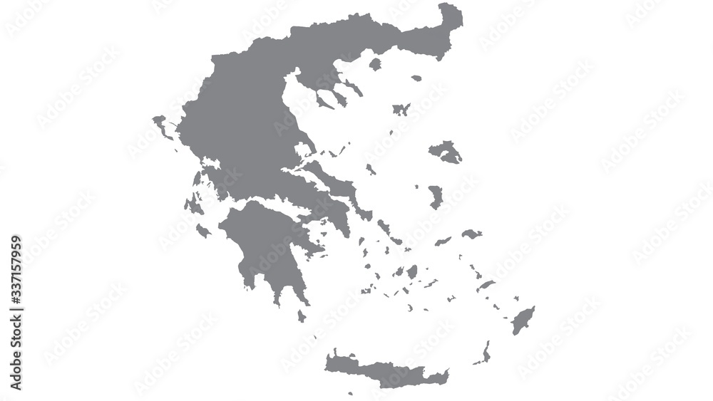 Greece map with gray tone on  white background,illustration,textured , Symbols of Greece