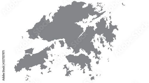 Hong Kong map with gray tone on  white background illustration textured   Symbols of Hong Kong