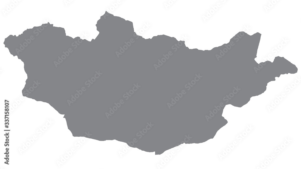 Mongolia map with gray tone on  white background,illustration,textured , Symbols of Mongolia