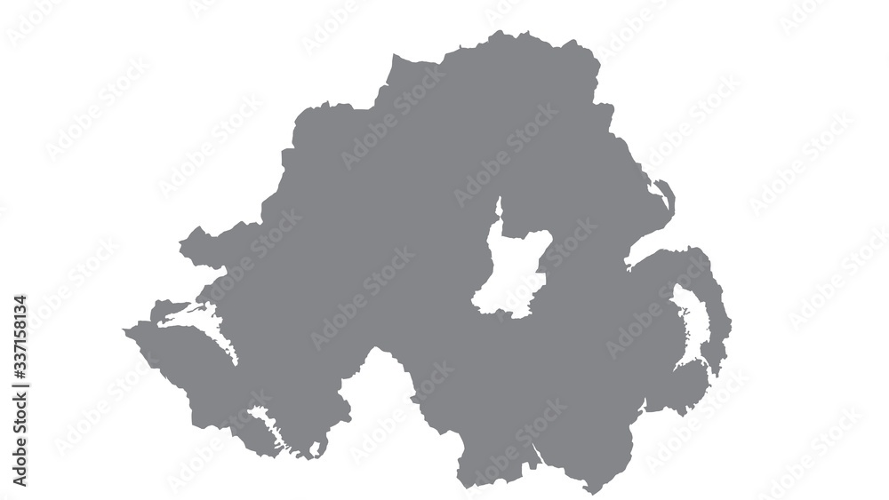 Northern Ireland map with gray tone on  white background,illustration,textured , Symbols of Northern Ireland