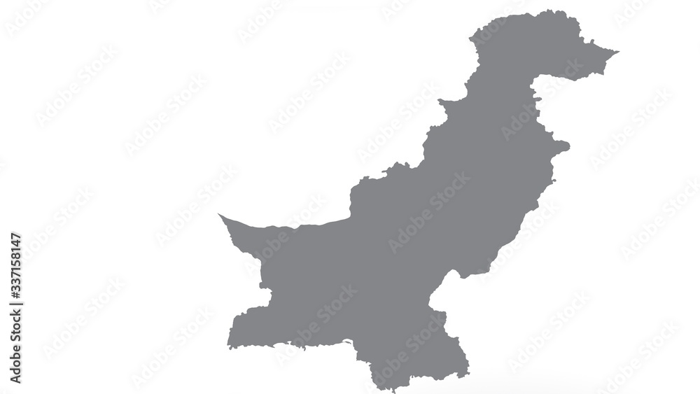 Pakistan map with gray tone on  white background,illustration,textured , Symbols of Pakistan