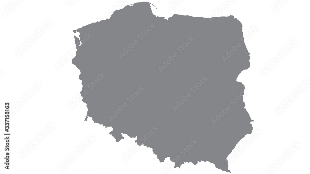 Poland map with gray tone on  white background,illustration,textured , Symbols of Poland