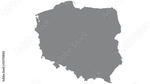 Poland map with gray tone on  white background illustration textured   Symbols of Poland
