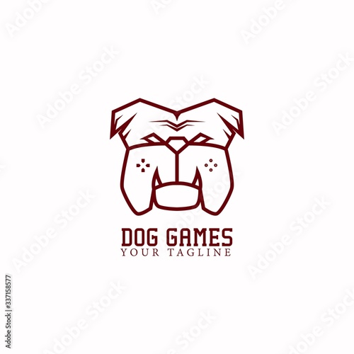bulldog game logo. console stick game with dog face logo