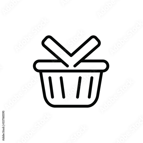 Shopping Basket Icon , Market Template Logo Design Illustration , Outline Solid Background White Marketing Retail Commerce 