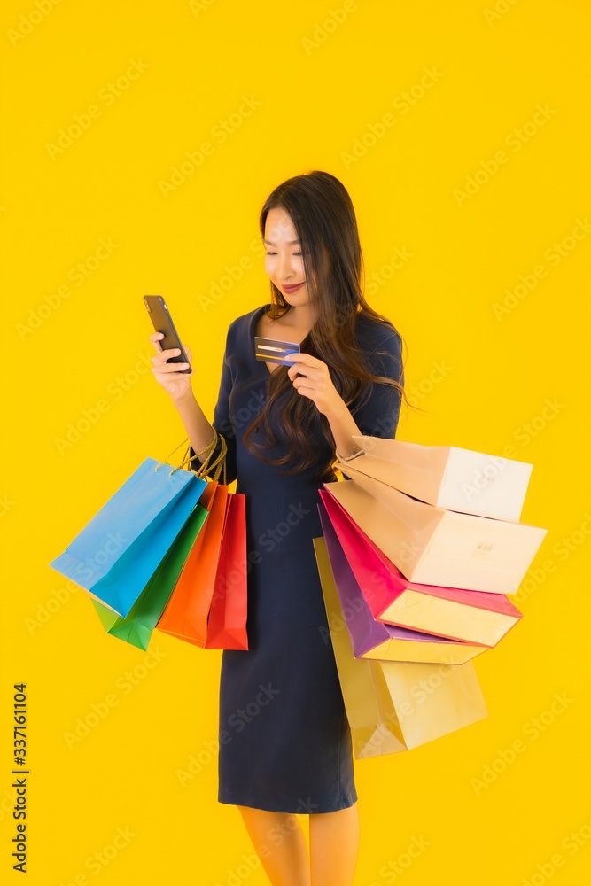 Portrait beautiful young asian woman with shopping bag Portrait beautiful young asian woman with shopping bag
