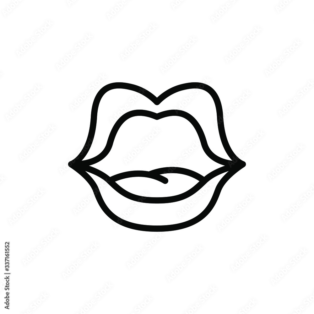 Lips Icons Best Logo Design Vector, Emblem Template Design Isolated Illustration , Kiss Women Outline Solid Background White

