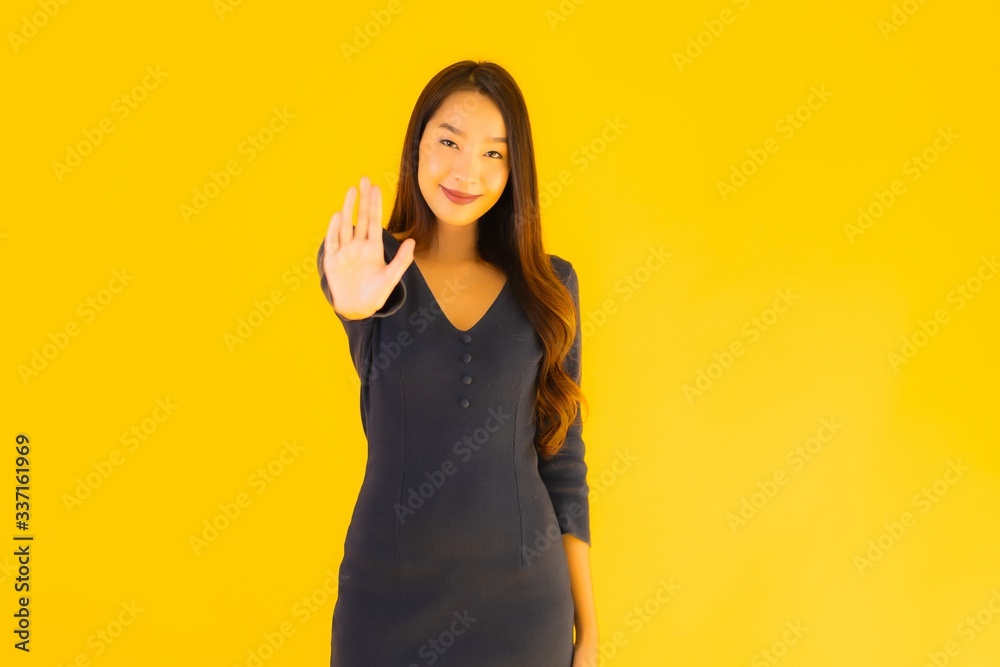 Portrait beautiful young asian woman with action Portrait beautiful young asian woman with action