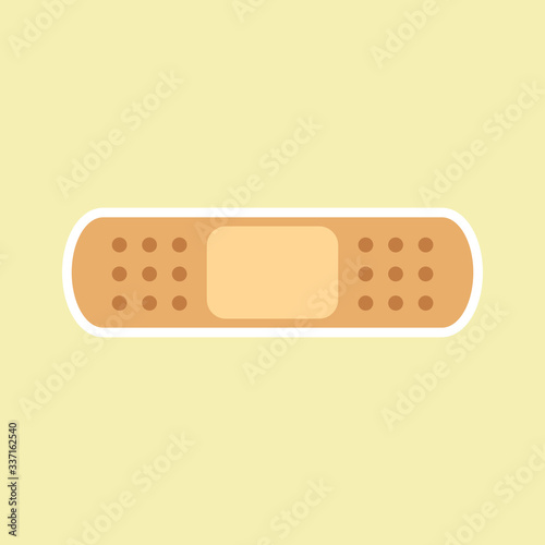 band aid icon flat design vector illustration.  as concept for medical help themed poster, ads, kids hospital decoration.