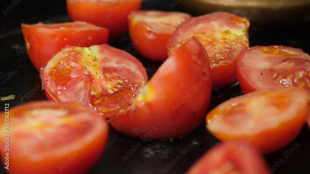 plancha tomatoes, vegetables baked on the grill plancha tomatoes, vegetables baked on the grill