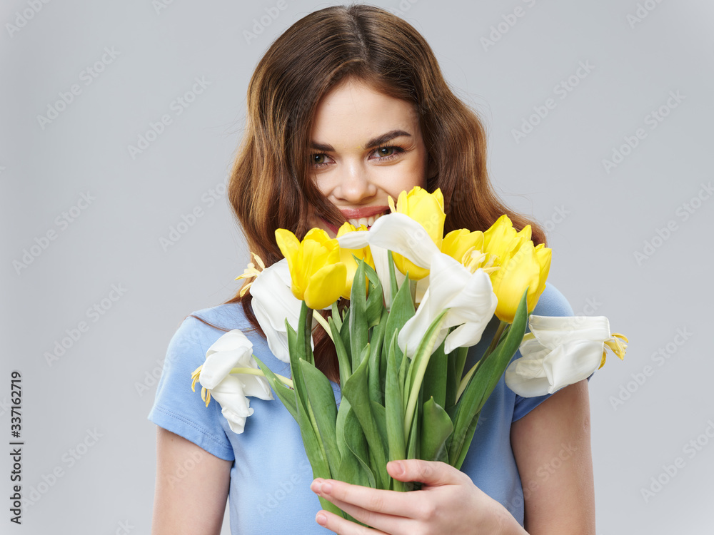 young woman with tulips young woman with tulips