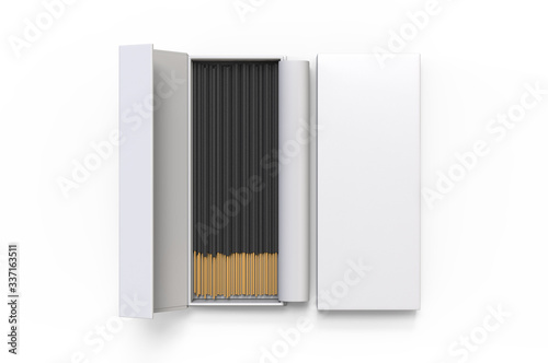 Blank Packaging Incense Stick Paper Box For Branding, 3d render illustration. photo