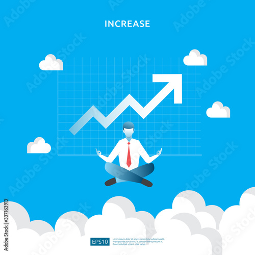 business management concept with sitting and meditating. stress relief, problem solving mindfulness thinking. Businessman doing yoga concept of meditation. flat vector illustration.