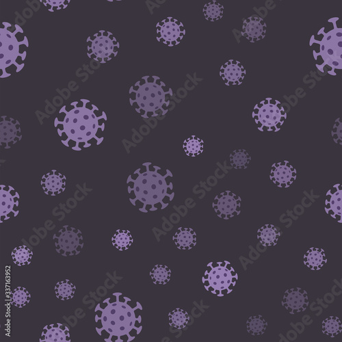 Coronavirus bacteria seamless pattern. Pandemic virus design texture background.