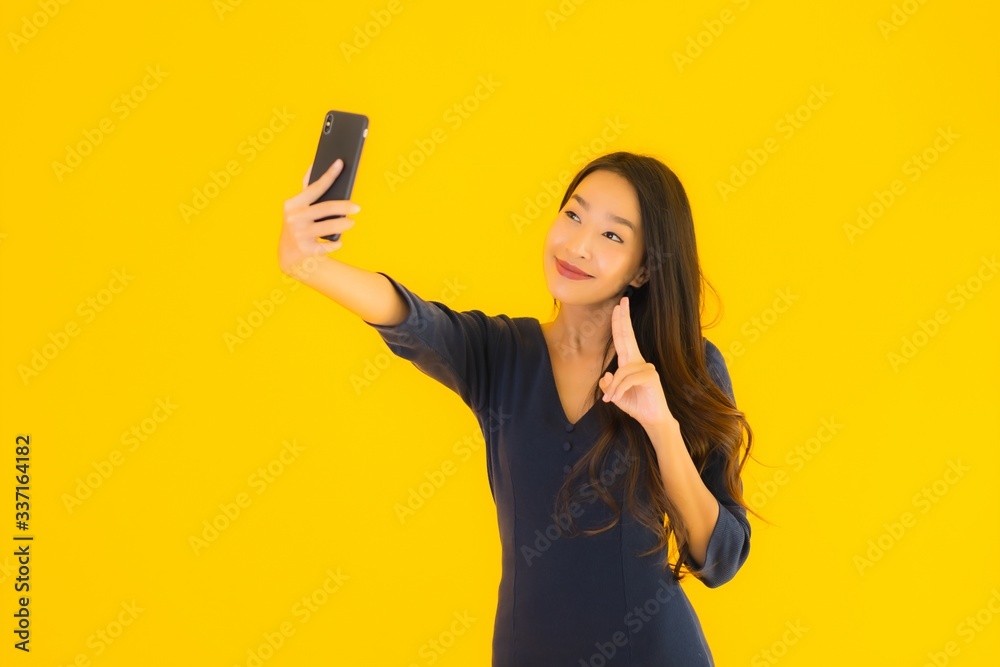 Portrait beautiful young asian woman with phone Portrait beautiful young asian woman with phone