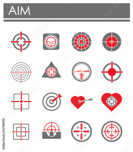 Aim related icons set on background for graphic and web design. Creative illustration concept symbol for web or mobile app