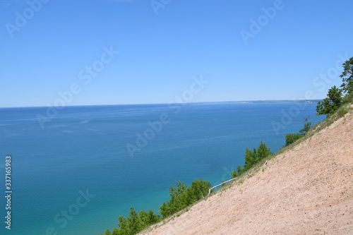 Fototapeta Naklejka Na Ścianę i Meble -  Sleeping Bear Dunes National Lakeshore, on Michigan Lake. Stunning view from dune climb. Midwest vacation. 