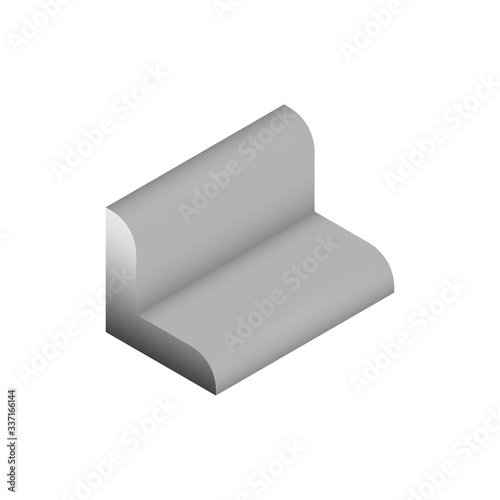 Steel product icon. L chanel profile shape. That alloy of iron from steel production industry and metallurgy used as beam, bar, frame, girder, structure in engineering, construction building material.