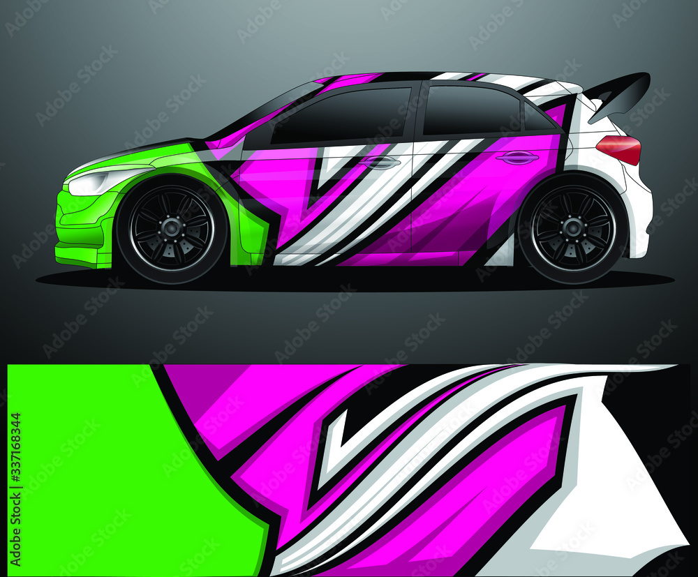 Rally car decal graphic wrap vector, abstract background