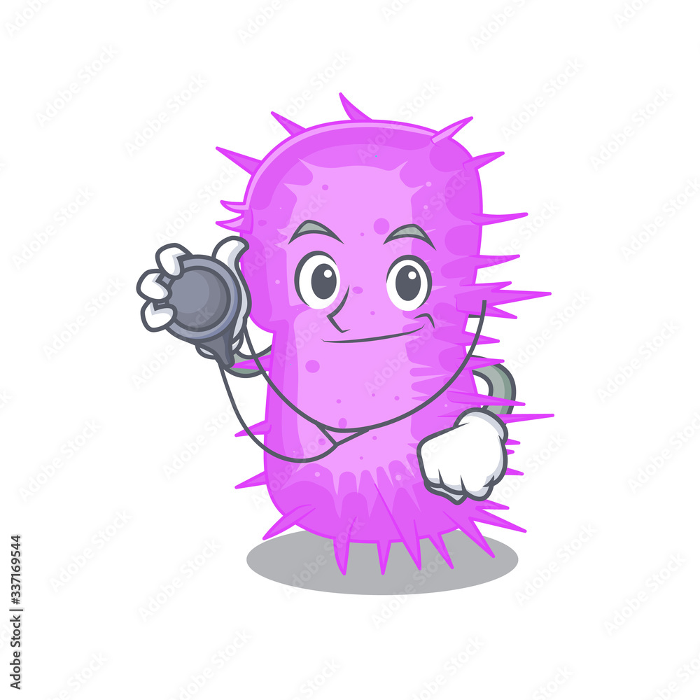 Acinetobacter baumannii in doctor cartoon character with tools