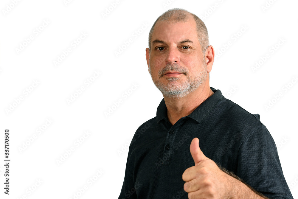 adult man with white beard and black shirt on white background adult man with white beard and black shirt on white background