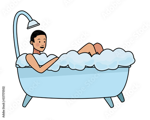 young man in bathtub character