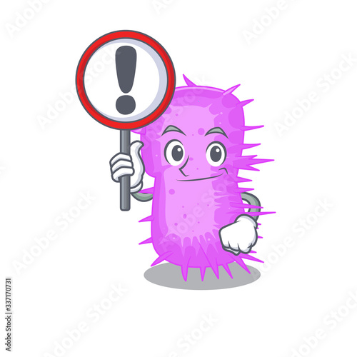 An icon of acinetobacter baumannii cartoon design style with a sign board