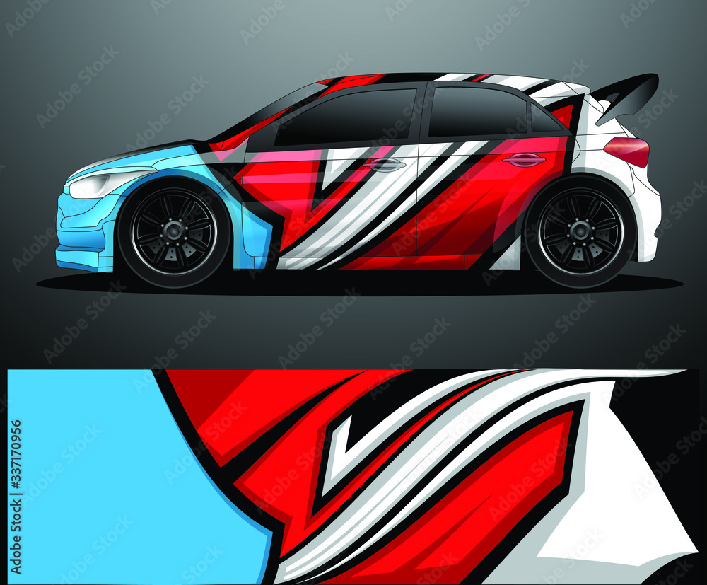 Rally car decal graphic wrap vector, abstract background