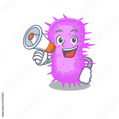 Cartoon character of acinetobacter baumannii having a megaphone