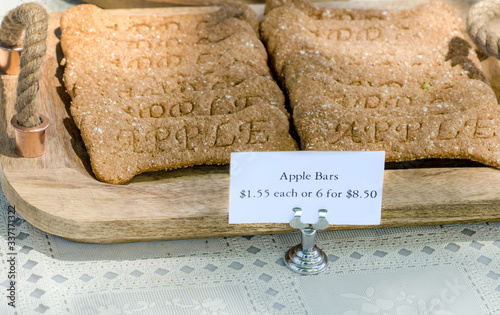 Special dog bones are flavored apple bar dog treats for lucky canines photo