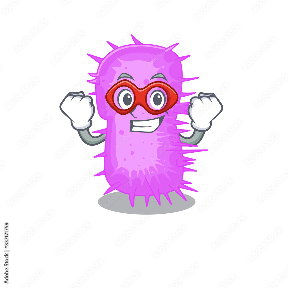 A cartoon character of acinetobacter baumannii performed as a Super hero