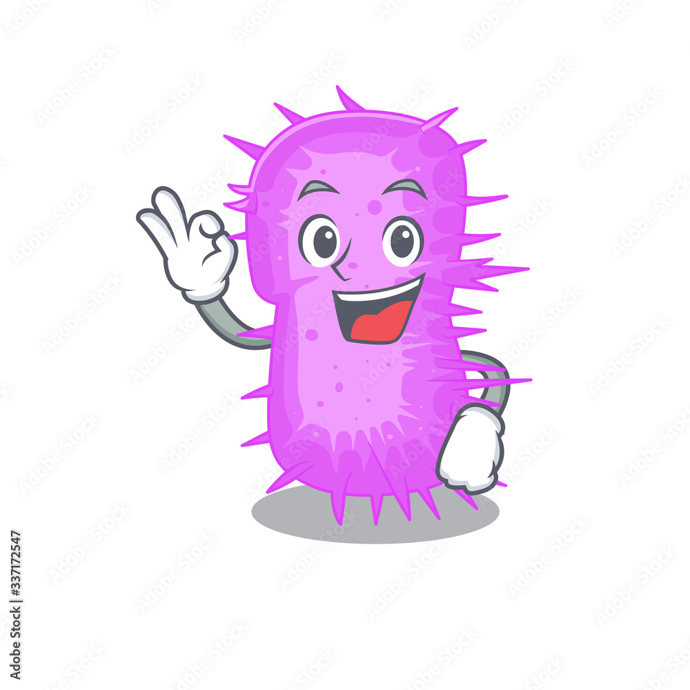 Acinetobacter baumannii mascot design style with an Okay gesture finger