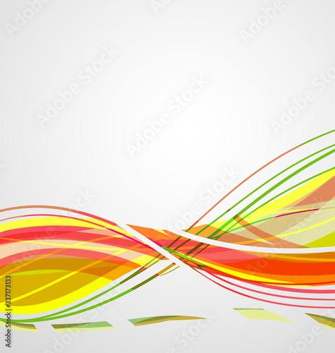 Orange wavy lines in colorful abstract background
