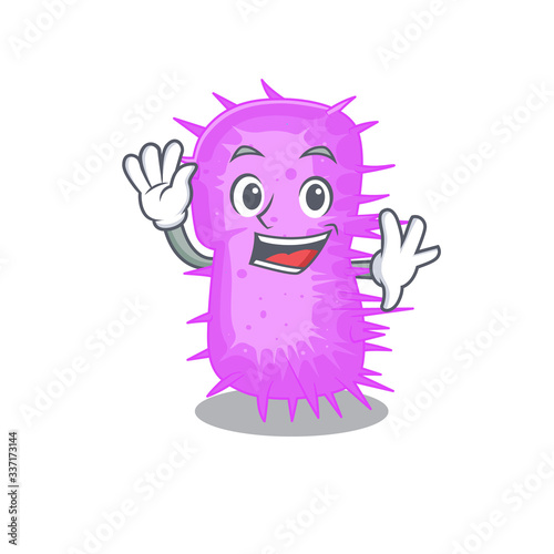 A charismatic acinetobacter baumannii mascot design style smiling and waving hand © kongvector