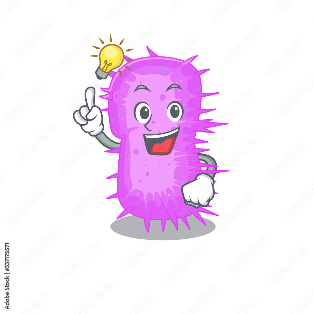 Mascot character design of acinetobacter baumannii with has an idea smart gesture