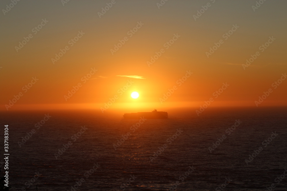 Cargo-ship in the sunset