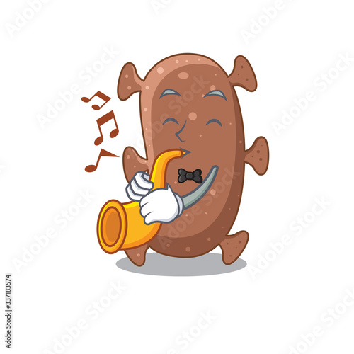 Talented musician of actinomyces israelii cartoon design playing a trumpet