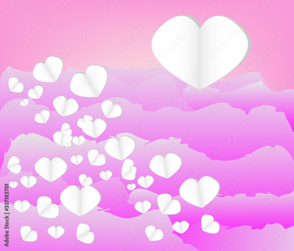 Heart design on pink cloud