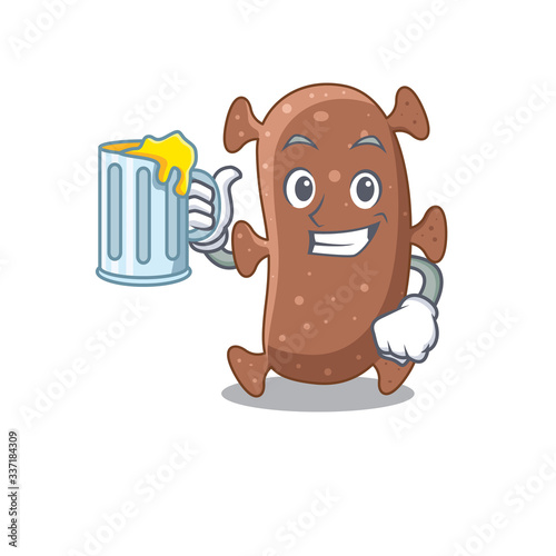 A cartoon concept of actinomyces israelii rise up a glass of beer