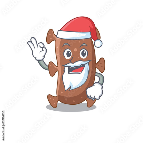 Actinomyces israelii Santa cartoon character with cute ok finger