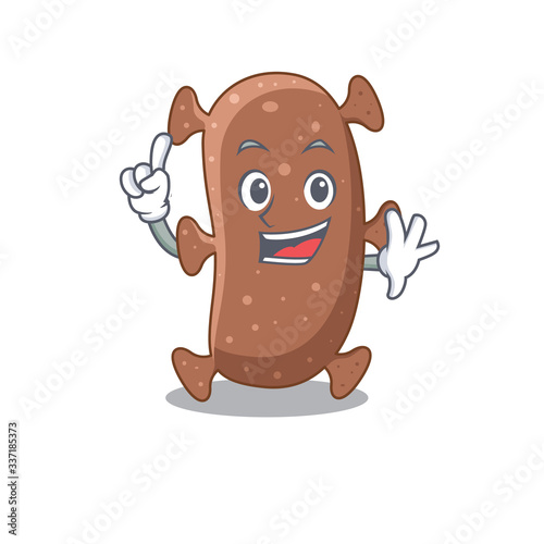 Actinomyces israelii mascot character design with one finger gesture