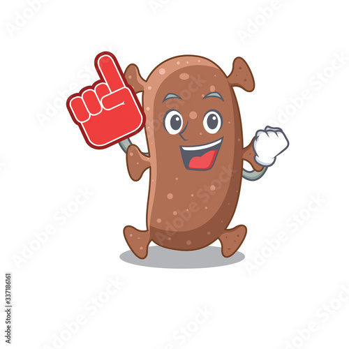 Actinomyces israelii presented in cartoon character design with Foam finger photo