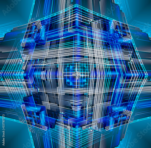 Blue cyber circuit future technology concept background