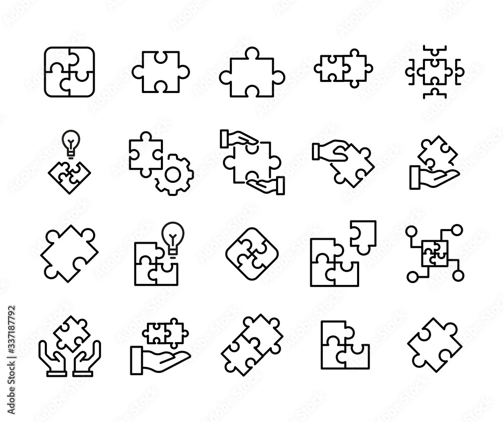 Simple set of solution icons in trendy line style.