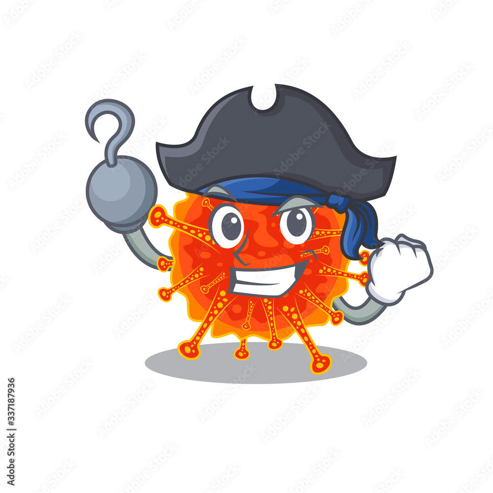 Riboviria cartoon design style as a Pirate with hook hand and a hat Riboviria cartoon design style as a Pirate with hook hand and a hat